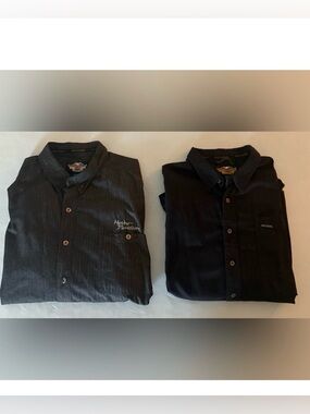 HARLEY DAVIDSON Shirts Men’s Sz 3XL Lot of 2 Long Sleeve Black Gray Vintage Y2K